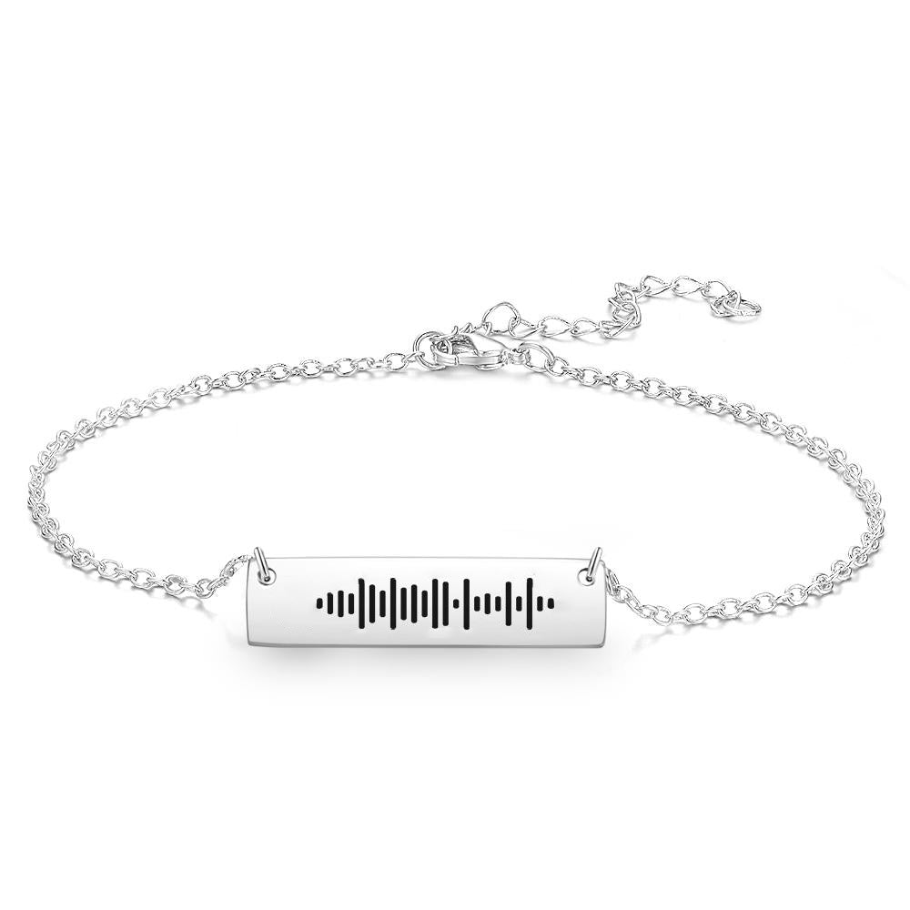 Custom Music Engraved Bar Anklet with Scannable Code