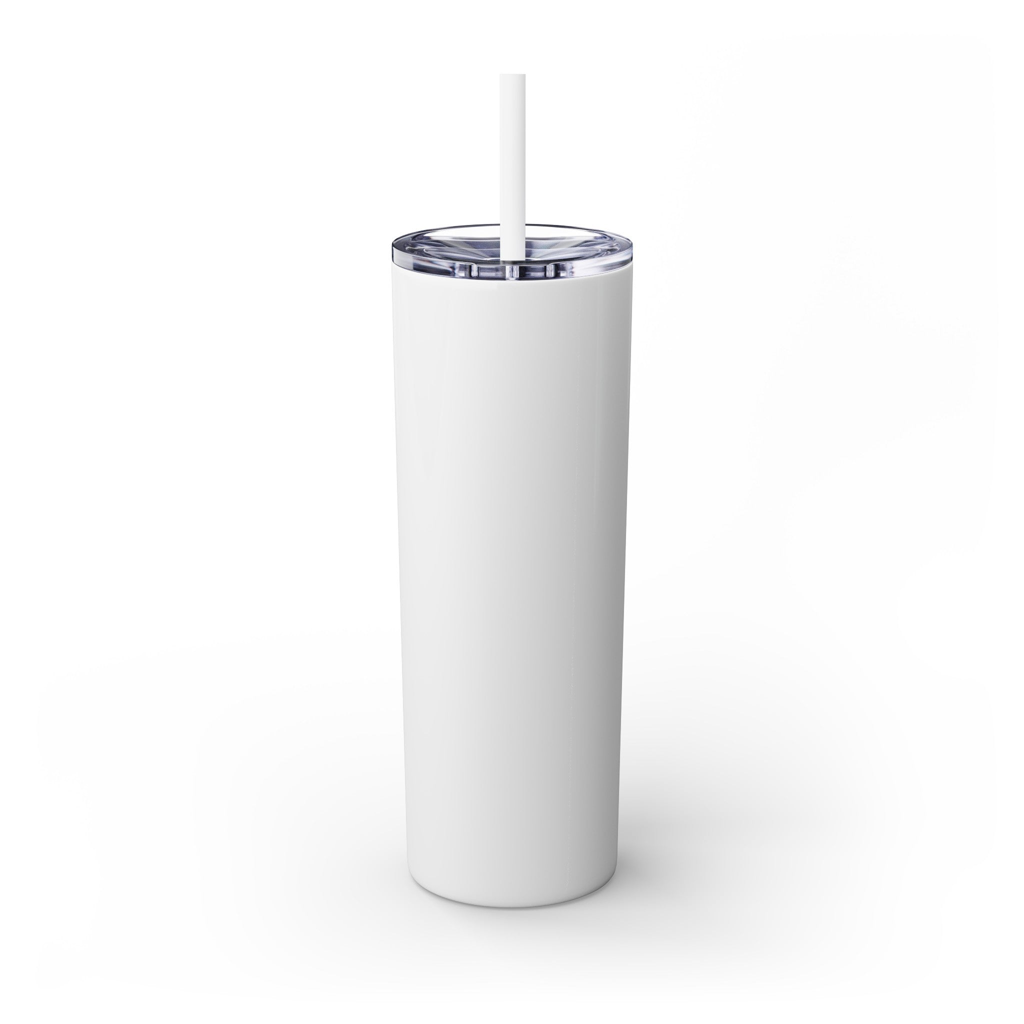 Buy white Personalized Skinny Tumbler with Straw, 20oz