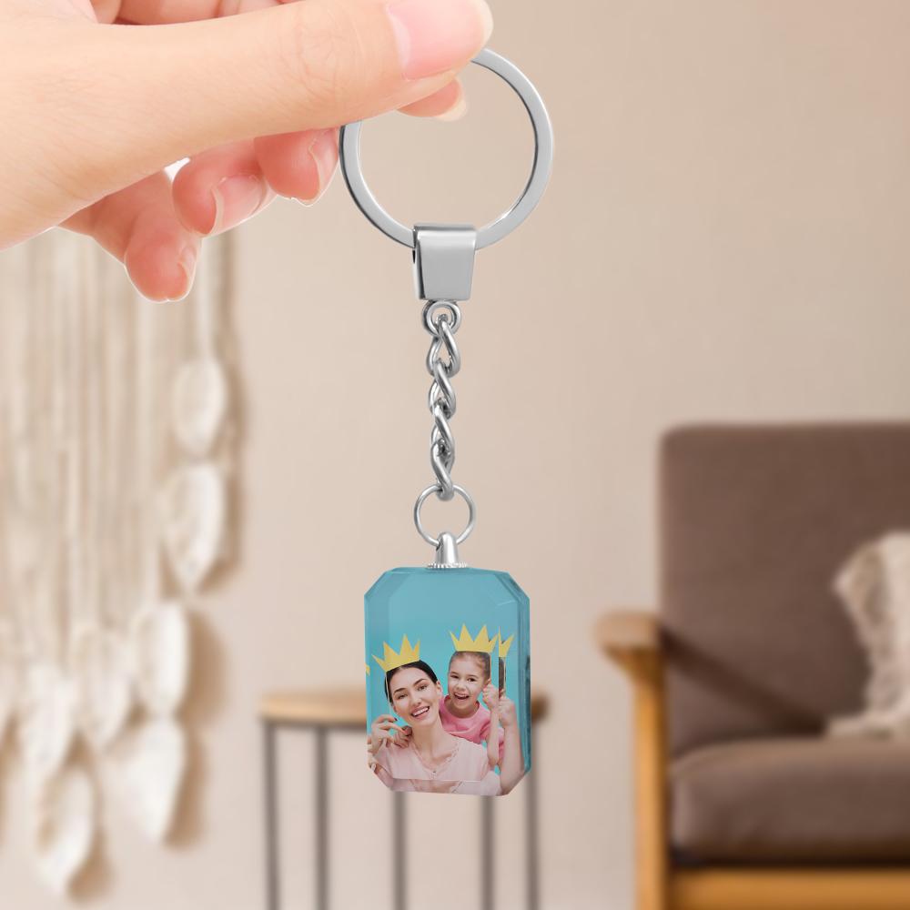 Personalized Double-Sided Crystal Keychain with 2 Photos - 0