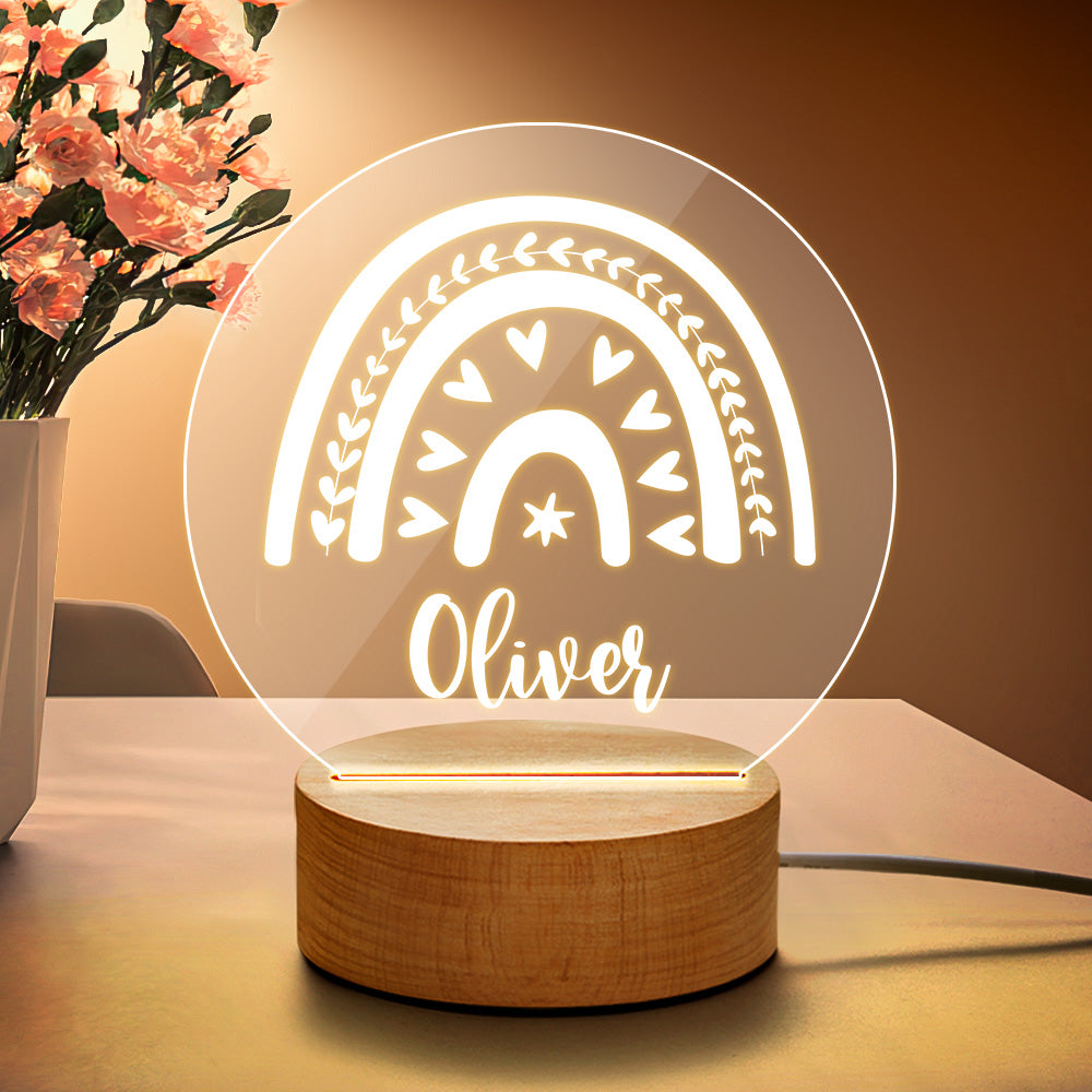 Buy wooden-base-warm-light Personalized Rainbow Baby Night Light