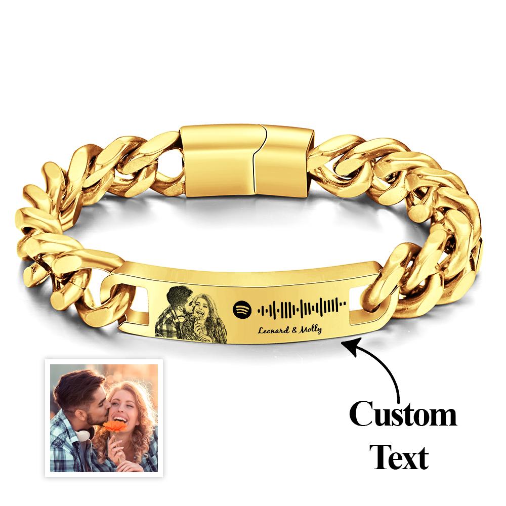 Buy gold Personalized Spotify Code Bracelet with Your Photo