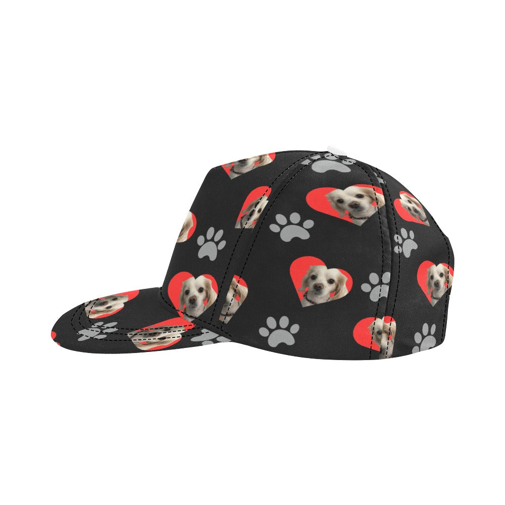 Custom Patterned Snapback Hat with Heart and Paws - 0