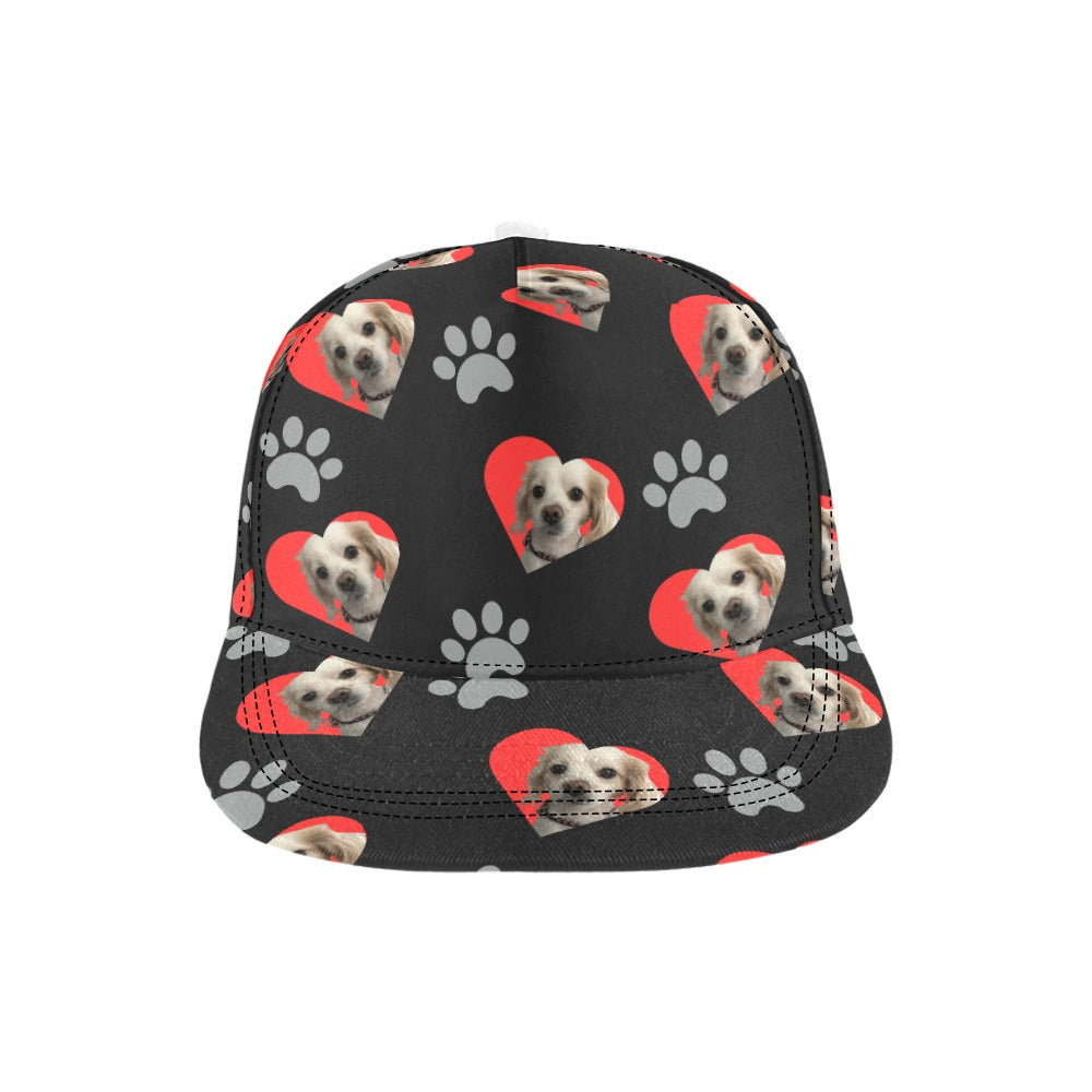 Custom Patterned Snapback Hat with Heart and Paws